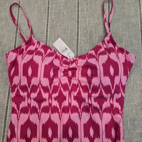 LOFT Beach Women's $99 Cinched Front One Piece Swimsuit Pink  size Medium - Picture 9 of 10
